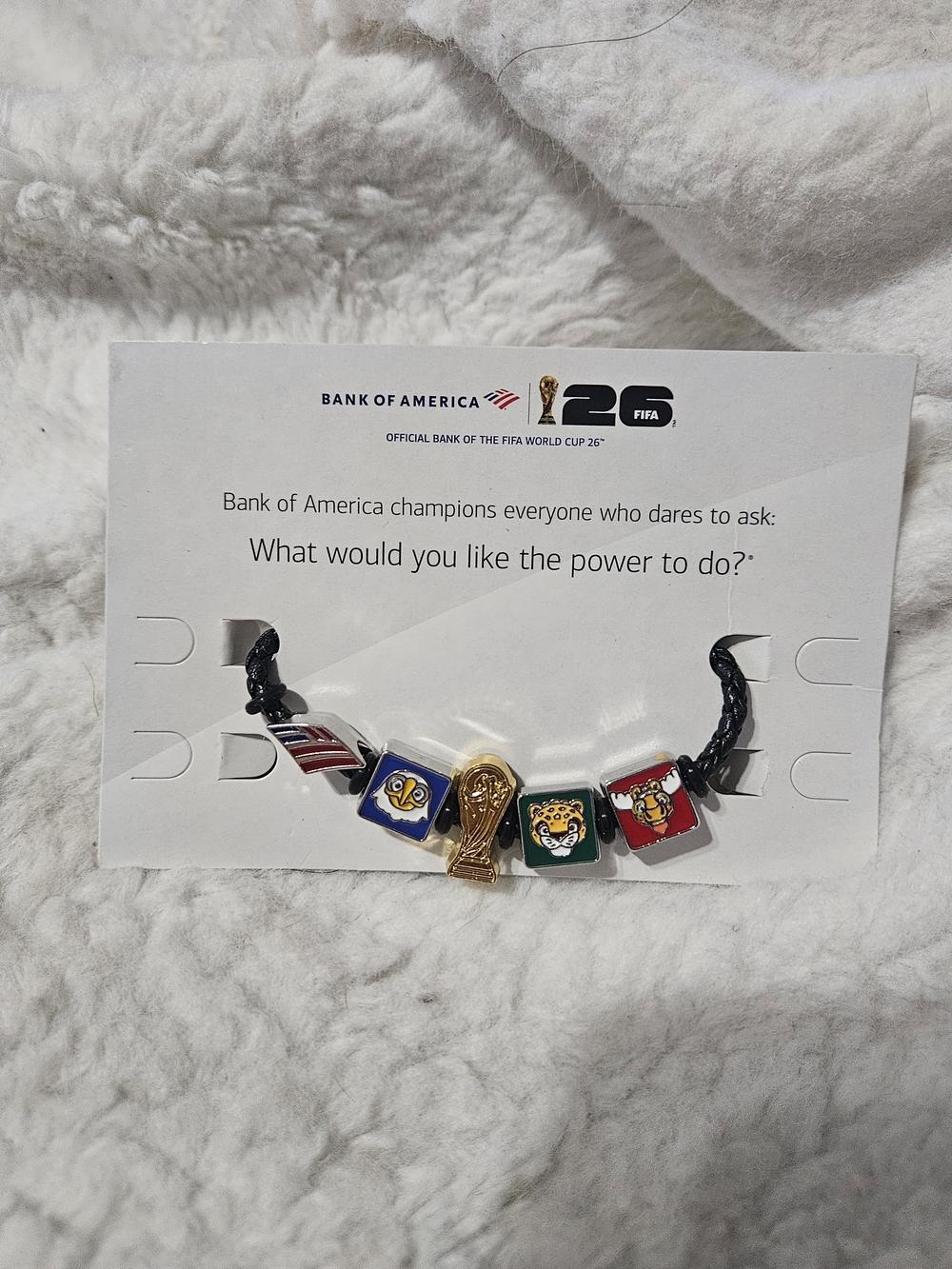 FIFA World Cup 26 Bank of America Mascot Fan Band Charm Bracelet NWT